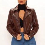 Fashion Nova Never Average Leather Jacket in Cognac, 3X