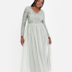 Maya Sequin Petite Dress (Sage Green, Medium)