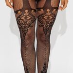 Fashion Nova Can’t Forget You Rhinestone Lace Fishnet Tights - One Size