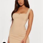 Fashion Nova Tatiana Square Neck Mini Dress - Nude (Medium and Large)